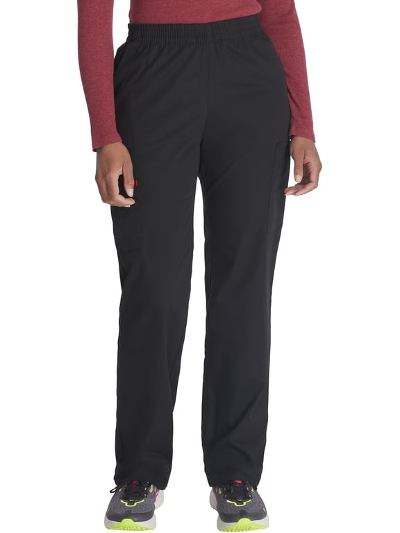 EDS Signature Scrubs Pant for Women Natural Rise Tapered Leg Pull-On 86106, L, Black