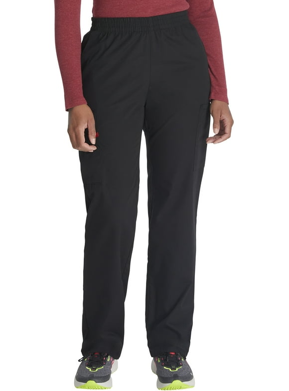 Dickies EDS Signature Scrubs Pant for Women Natural Rise Tapered Leg Pull-On 86106, L, Black