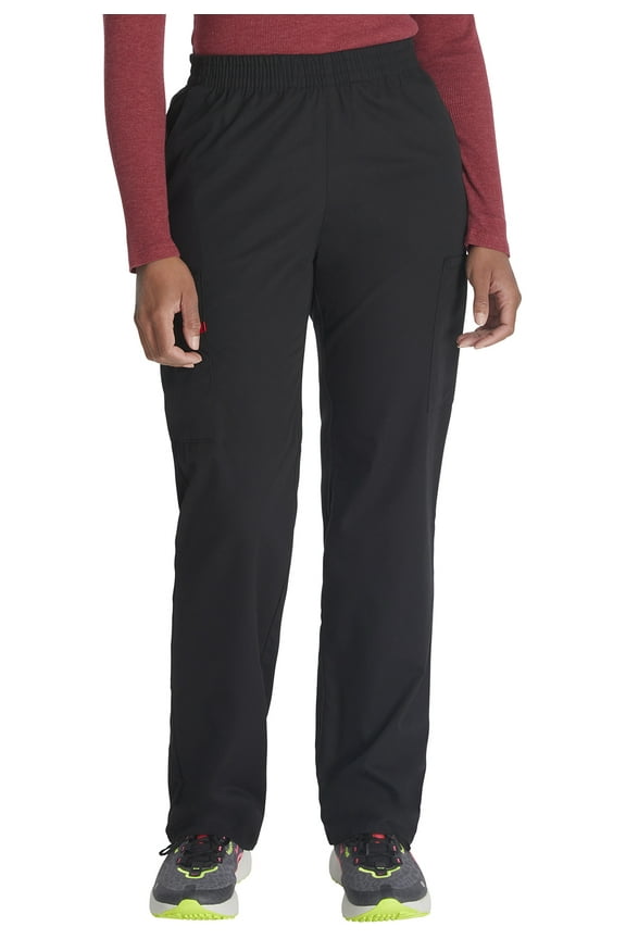 EDS Signature Scrubs Pant for Women Natural Rise Tapered Leg Pull-On 86106, L, Black
