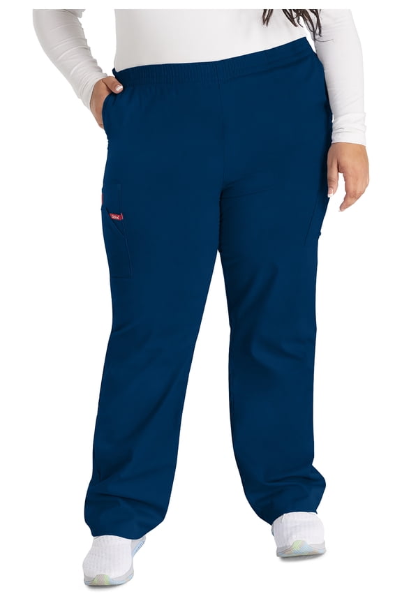 EDS Signature Scrubs Pant for Women Natural Rise Tapered Leg Pull-On 86106, L, Navy