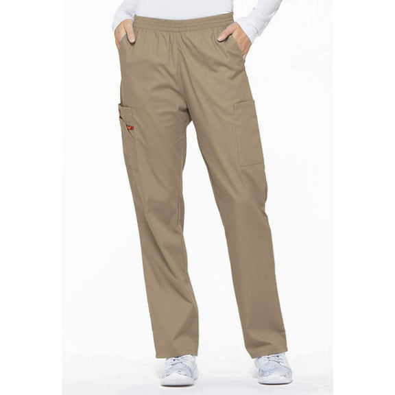 Dickies EDS Signature Scrubs Pant for Women Natural Rise Tapered Leg Pull-On 86106, M, Dark Khaki