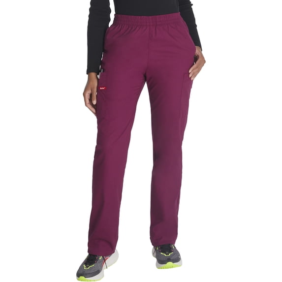 Dickies EDS Signature Scrubs Pant for Women Natural Rise Tapered Leg Pull-On 86106, M, Wine