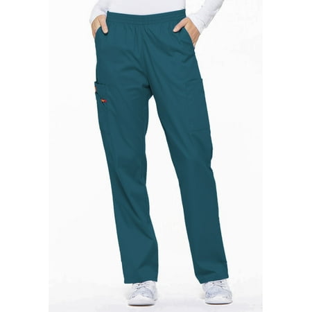 Dickies EDS Signature Scrubs Pant for Women Natural Rise Tapered Leg Pull-On 86106, XL, Caribbean Blue