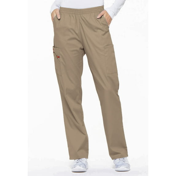 Dickies EDS Signature Scrubs Pant for Women Natural Rise Tapered Leg Pull-On 86106, XL, Dark Khaki