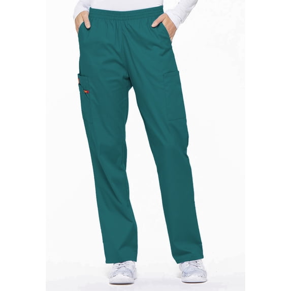 Dickies EDS Signature Scrubs Pant for Women Natural Rise Tapered Leg Pull-On 86106, XL, Teal Blue