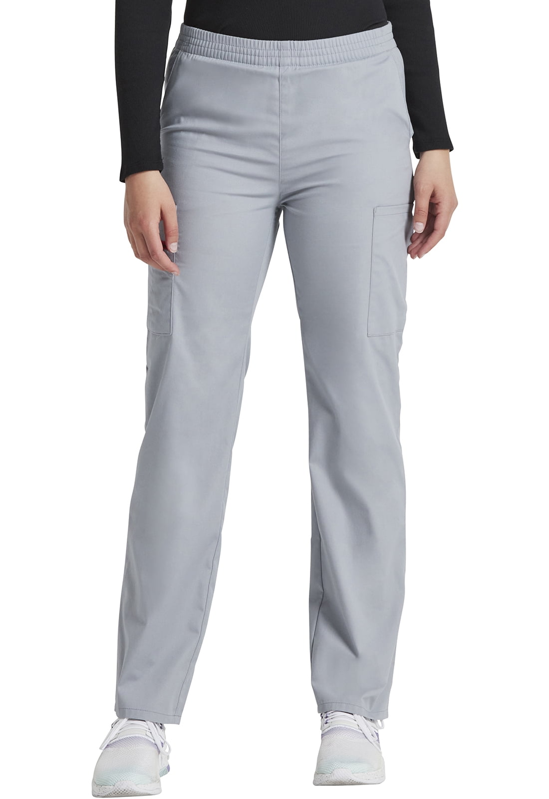 Dickies EDS Signature Scrubs Pant for Women Natural Rise Tapered Leg  Pull-On 86106, XS, Grey 