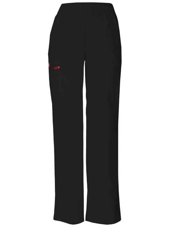 EDS Signature Scrubs Pant for Women Natural Rise Tapered Leg Pull-On 86106P, M Petite, Black