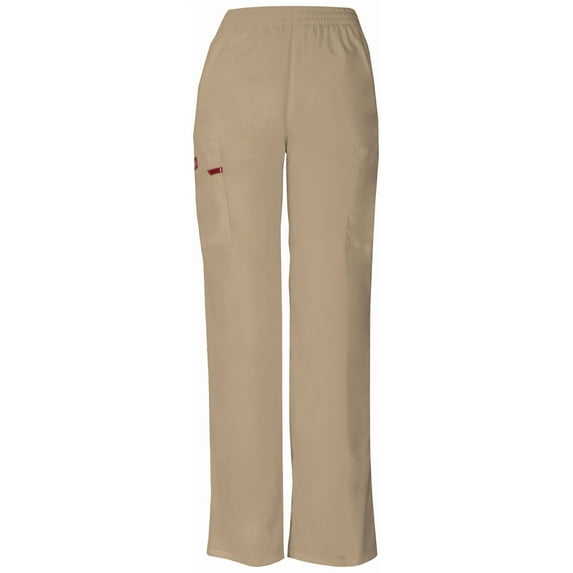 Dickies EDS Signature Scrubs Pant for Women Natural Rise Tapered Leg Pull-On 86106P, M Petite, Dark Khaki