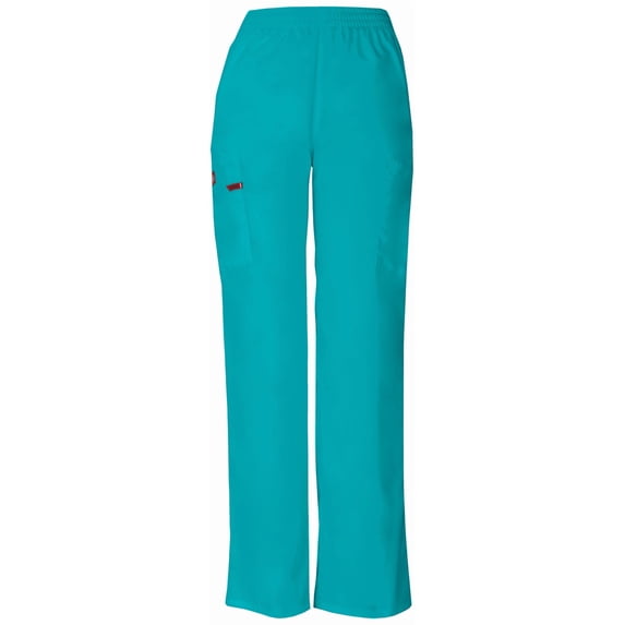 Dickies EDS Signature Scrubs Pant for Women Natural Rise Tapered Leg Pull-On 86106P, S Petite, Teal Blue