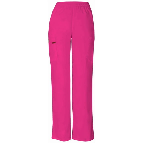 Dickies EDS Signature Scrubs Pant for Women Natural Rise Tapered Leg Pull-On 86106P, XL Petite, Hot Pink