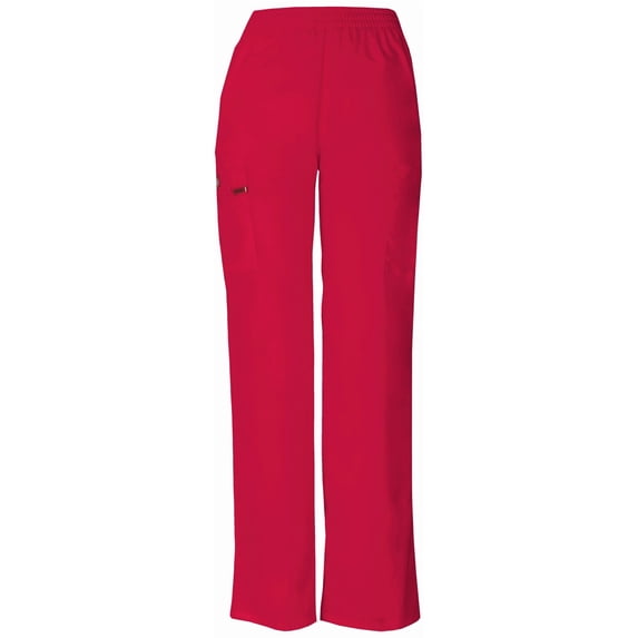 Dickies EDS Signature Scrubs Pant for Women Natural Rise Tapered Leg Pull-On 86106P, XL Petite, Red