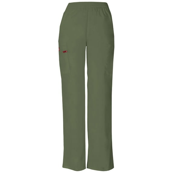 Dickies EDS Signature Scrubs Pant for Women Natural Rise Tapered Leg Pull-On 86106P, XXS Petite, Olive