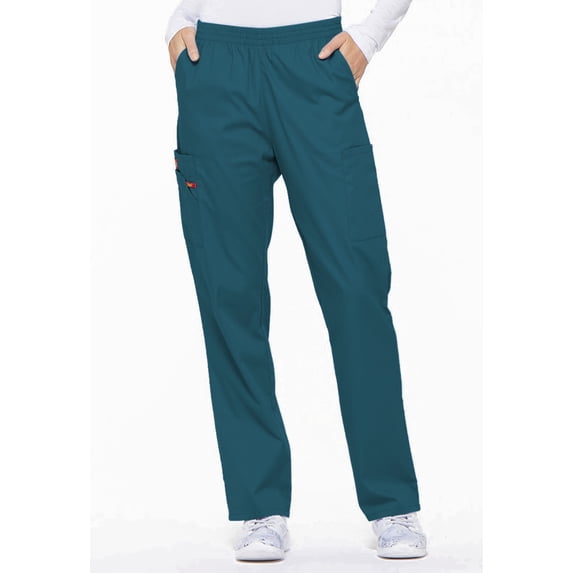Dickies EDS Signature Scrubs Pant for Women Natural Rise Tapered Leg Pull-On Plus Size 86106, 2XL, Caribbean Blue