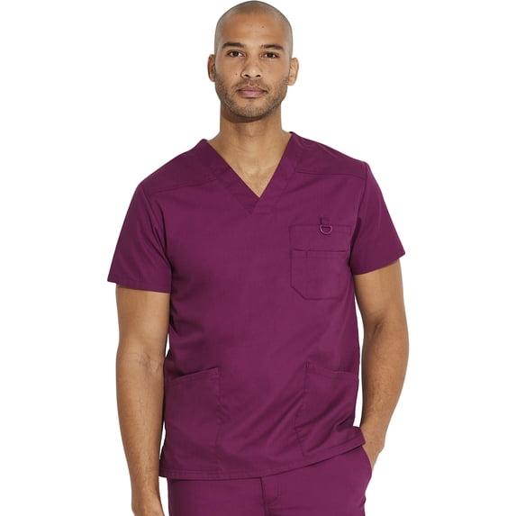 Dickies EDS Signature Scrubs Top for Men V-Neck 81906, L, Wine