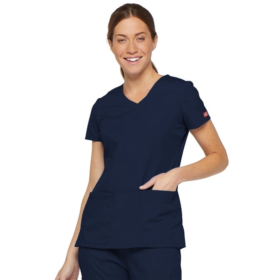 Dickies EDS Signature Scrubs Top for Women V-Neck Plus Size 85906, 2XL, Navy