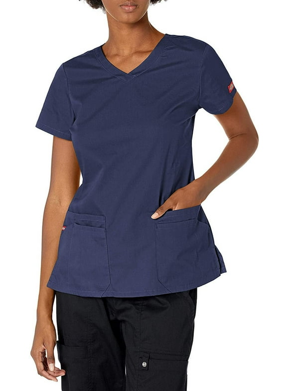 Dickies EDS Signature Scrubs Top for Women V-Neck Plus Size 85906, 3XL, Navy