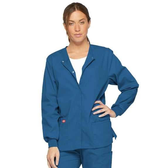 Dickies EDS Signature Scrubs Warm up Jacket for Women Snap Front 86306, Gray