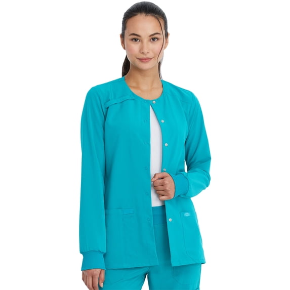 Dickies EDS Signature Scrubs Warm up Jacket for Women Snap Front 86306, Gray
