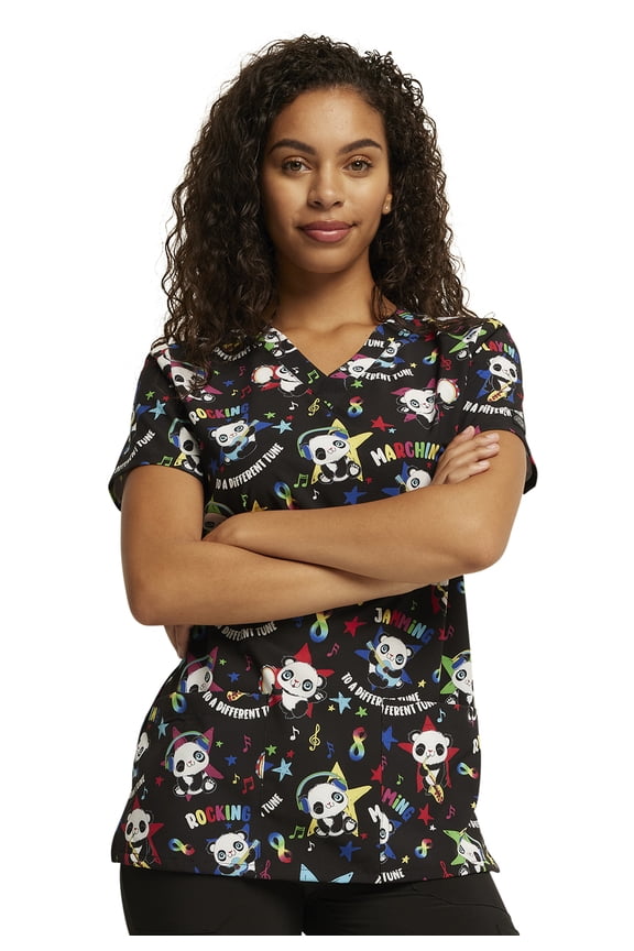 EDS Women Scrubs Top V-Neck Print DK717