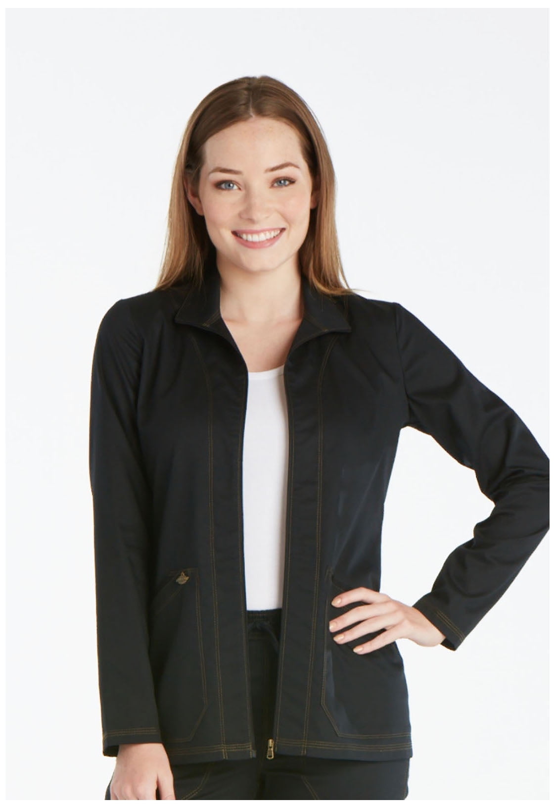 Dickies Essence Medical Scrubs Jacket for Women Warm Up Plus Size DK302 4XL Black