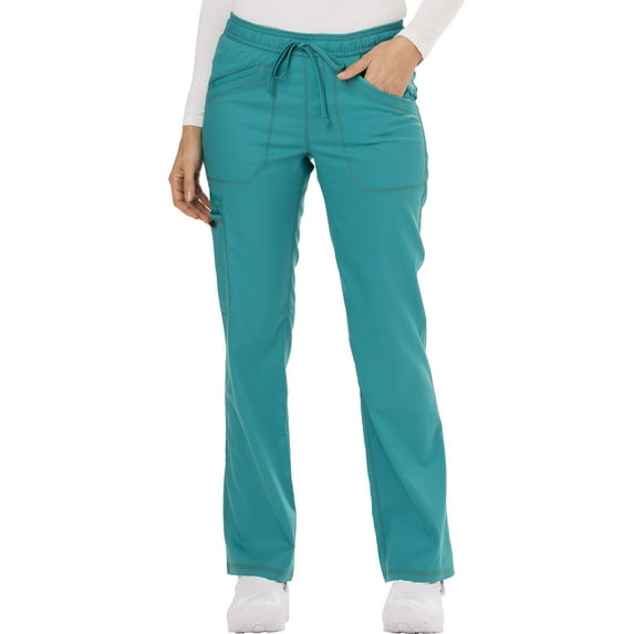 Dickies Essence Medical Scrubs Pant for Women Mid Rise Straight Leg Drawstring DK106, XXS, Teal Blue