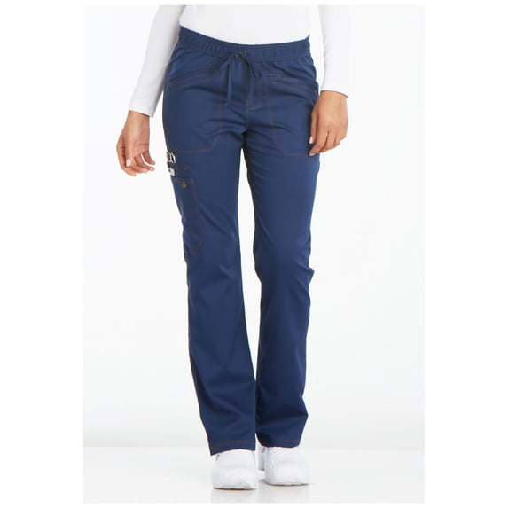 Dickies Essence Medical Scrubs Pant for Women Mid Rise Straight Leg Drawstring DK106T, XL Tall, Navy