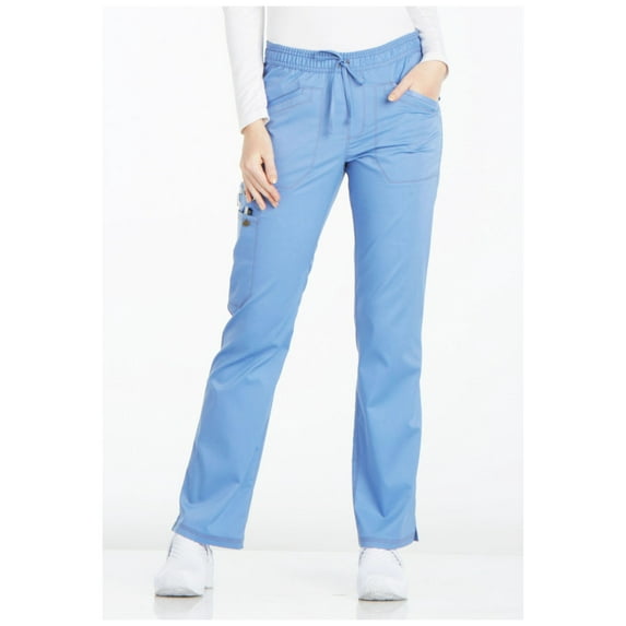 Dickies Essence Medical Scrubs Pant for Women Mid Rise Straight Leg Drawstring DK106T, XS Tall, Ciel Blue