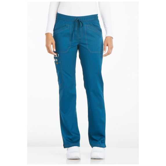 Dickies Essence Medical Scrubs Pant for Women Mid Rise Straight Leg Drawstring Plus Size DK106, 5XL, Caribbean Blue