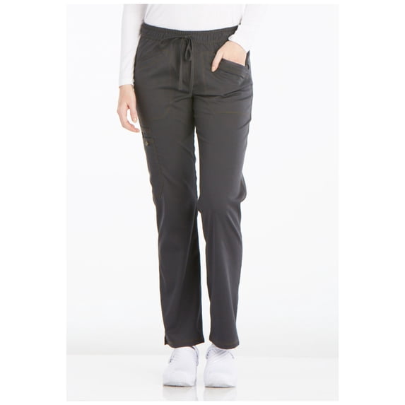 Dickies Essence Medical Scrubs Pant for Women Mid Rise Straight Leg Drawstring Plus Size DK106P, 2XL Petite, Pewter