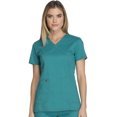 thumbnail image 1 of Dickies Essence Medical Scrubs Top for Women Mock Wrap DK804, XS, Teal Blue, 1 of 7