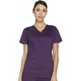 thumbnail image 1 of Dickies Essence Medical Scrubs Top for Women Mock Wrap Plus Size DK804, 3XL, Eggplant, 1 of 7