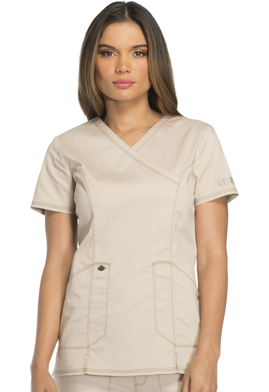 Dickies Essence Medical Scrubs Top for Women Mock Wrap Plus Size DK804