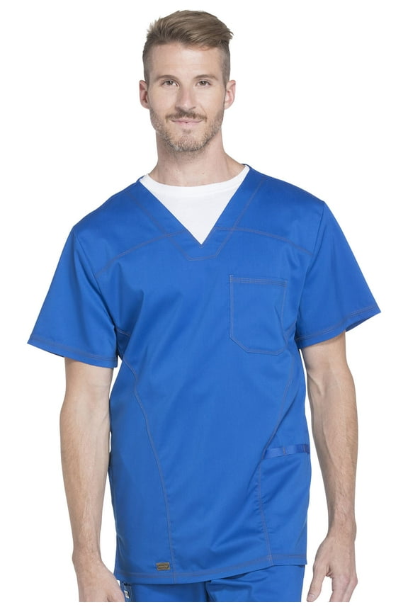 Essence Men Scrubs Top, V-Neck, DK630, XS, Royal