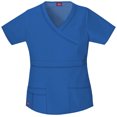 thumbnail image 1 of Dickies Gen Flex Medical Scrubs Top for Women Mock Wrap 817355, L, Royal, 1 of 5