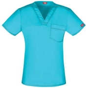 Dickies Gen Flex Medical Scrubs Top for Women V-Neck Plus Size DK801, 4XL, Icy Turquoise