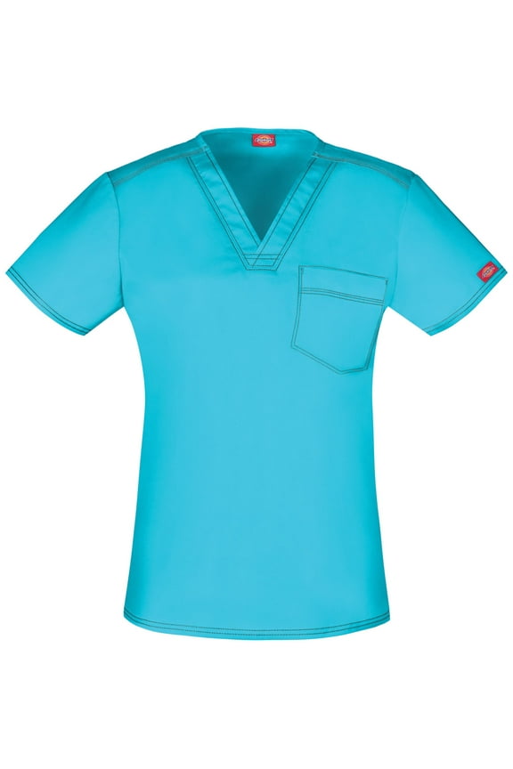 Gen Flex Medical Scrubs Top for Women V-Neck Plus Size DK801, 4XL, Icy Turquoise