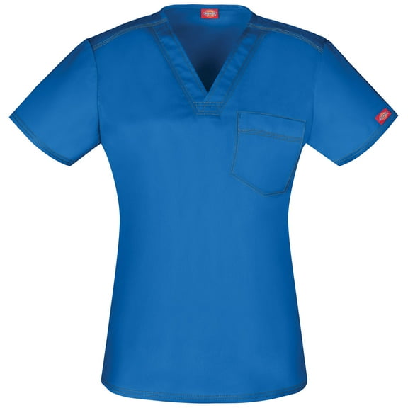Dickies Gen Flex Medical Scrubs Top for Women V-Neck Plus Size DK801, 4XL, Royal