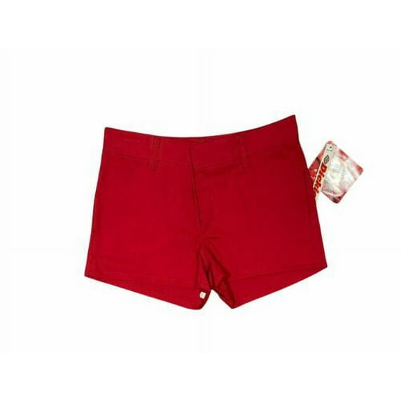 Dickies Girl Juniors Mid Rise 5" Slim Short, Red, 1