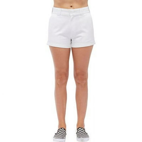 Dickies Girl Juniors Mid Rise 5" Slim Short, White, 11