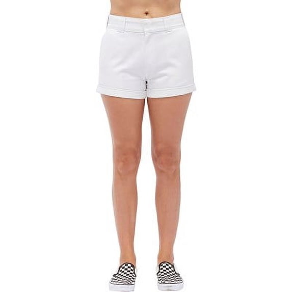 Dickies Girl Juniors Mid Rise 5" Slim Short, White, 13