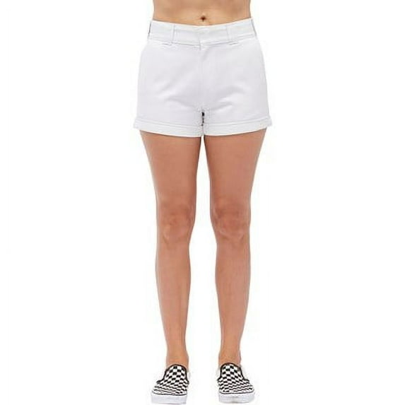 Dickies Girl Juniors Mid Rise 5" Slim Short, White, 9