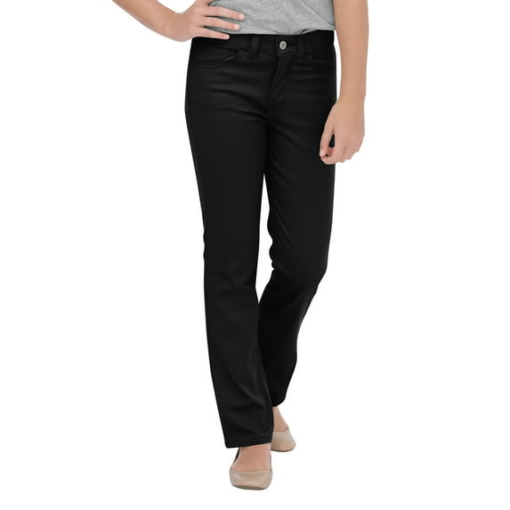 Dickies Girls School Uniform Skinny Fit Straight Leg 5-Pocket Stretch Twill Pants, Sizes 4-18