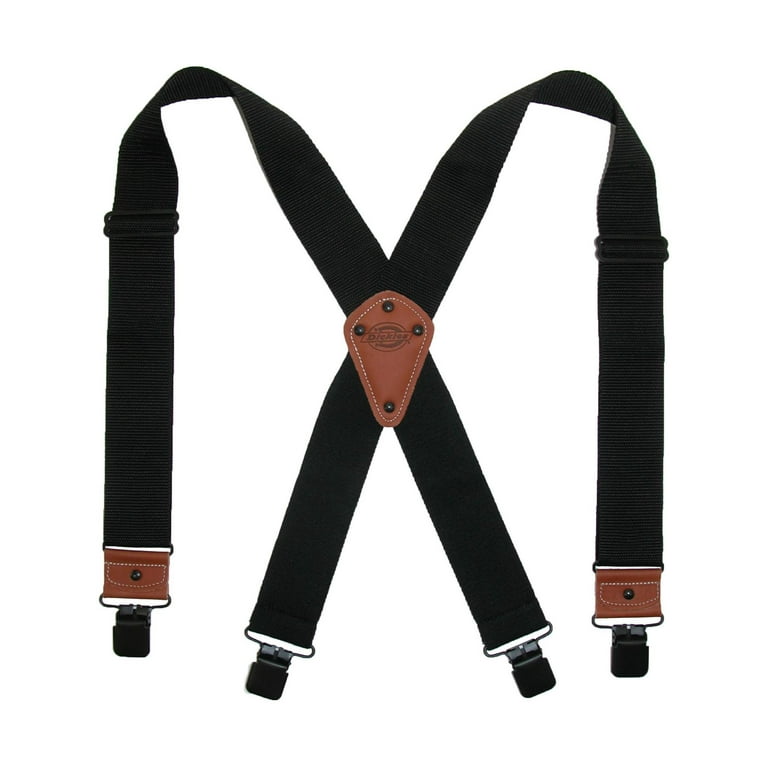 Heavy Duty Suspender Clips Men Pants Black Coffee Vintage PU Leather 6  Strap Clip 1.8*