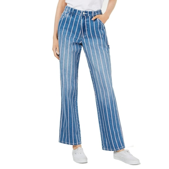 Dickies Junior's Relaxed Fit High Rise Carpenter Pant (Blue Stripe, 7/28)