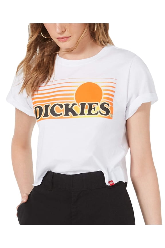 Junior's Women's Short-Sleeve Cotton Graphic Crop T-Shirt (White, X-Small, XS)