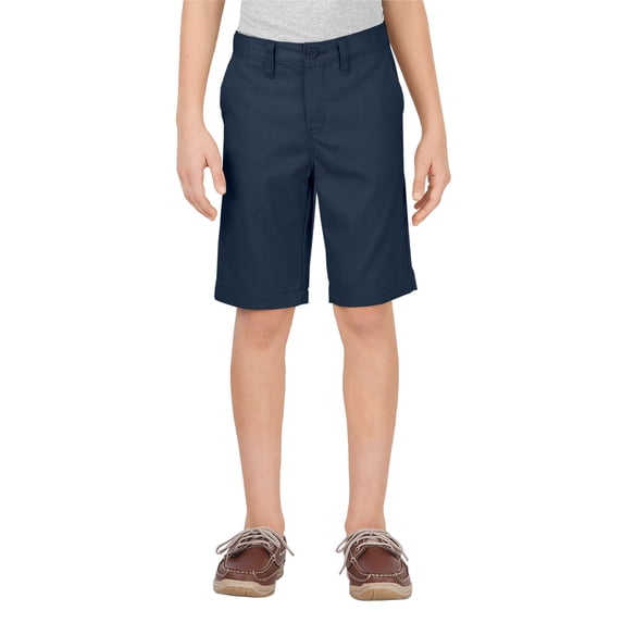 Dickies Khaki Boys' Slim Fit Stretch Flat Front Short Big Boys 12 Dark Navy