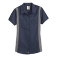 thumbnail image 1 of Dickies L24S Women's Short Sleeve Industrial Colorblocked Shirt - Dark Navy/ Smoke - M, 1 of 3