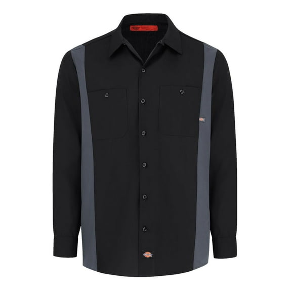 Dickies LL524BKCHS Men's Black Industrial Color Block Long Sleeve Shirt Small