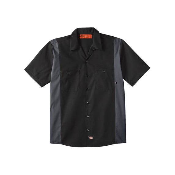 Dickies LS524L Industrial Colorblocked Short Sleeve Shirt - Long Sizes - Black/ Dark Charcoal - LT