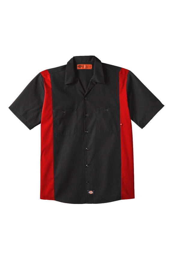 Industrial Colorblocked Short Sleeve Shirt - Long Sizes - Color - Black/ English Red - Size - MT
